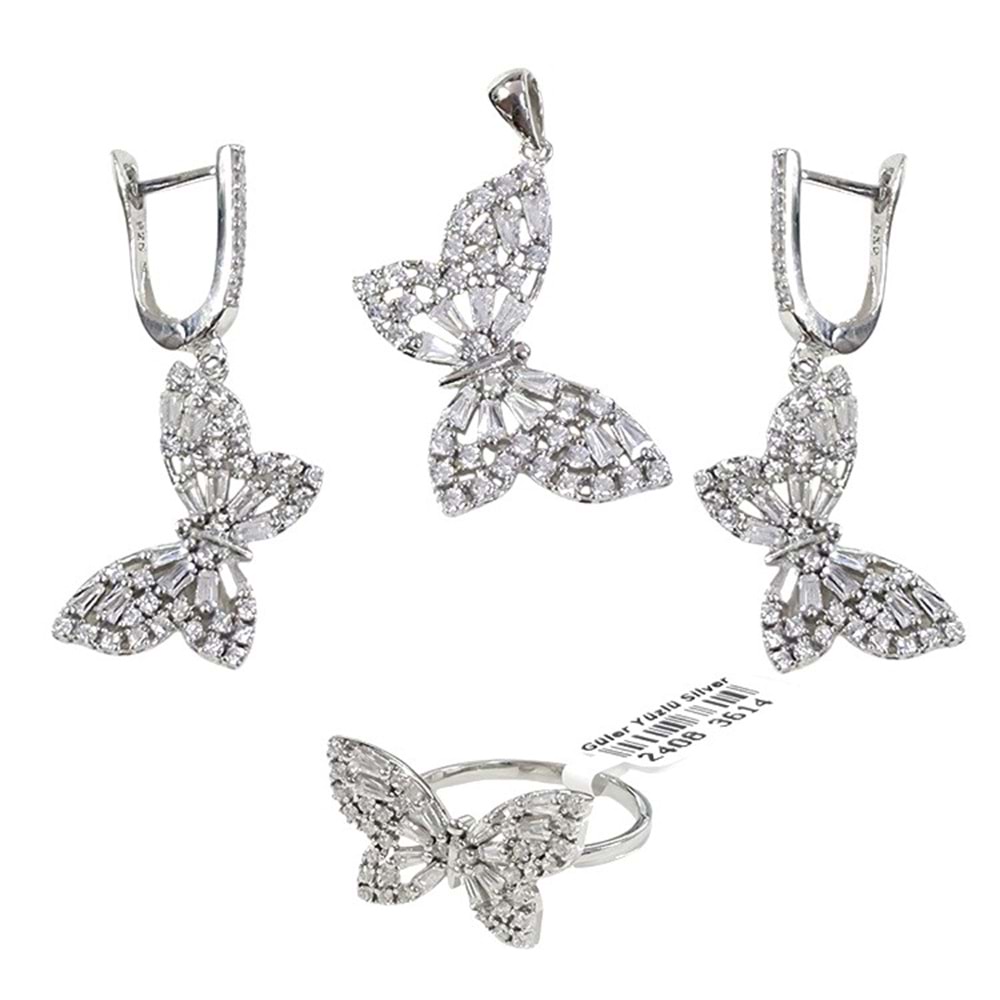 İTHAL BAGET KELEBEK 20 MM GÜMÜŞ ÜÇLÜ SET