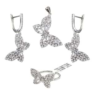 İTHAL BAGET KELEBEK 20 MM GÜMÜŞ ÜÇLÜ SET