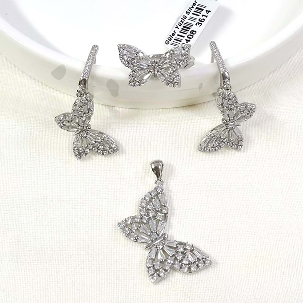 İTHAL BAGET KELEBEK 20 MM GÜMÜŞ ÜÇLÜ SET