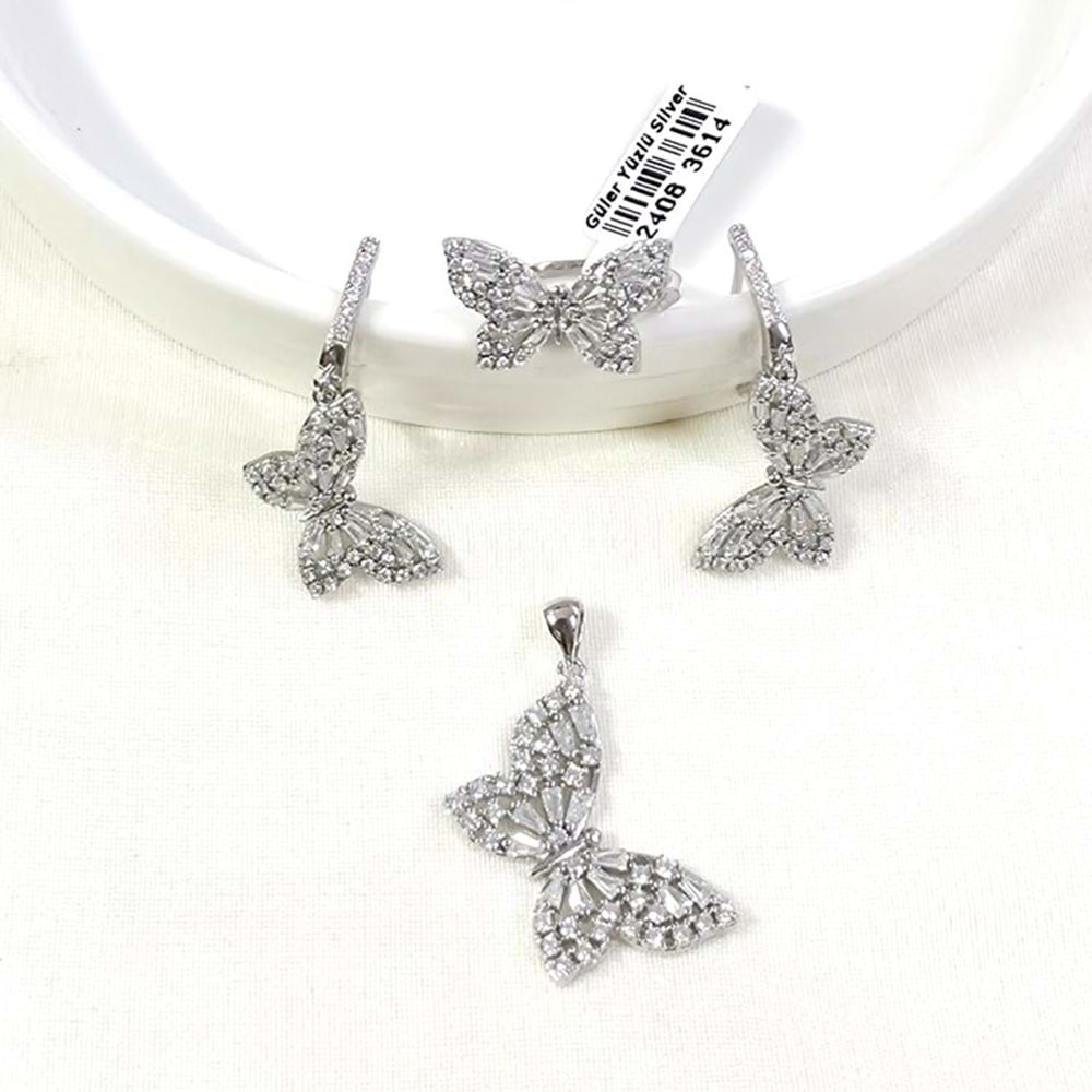 İTHAL BAGET KELEBEK 20 MM GÜMÜŞ ÜÇLÜ SET