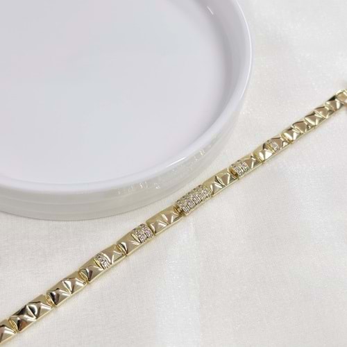 XUPING 7 MM KARE DÜZ TAŞLI BİLEKLİK 17+2 CM GOLD