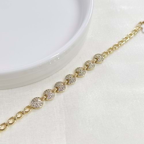 XUPING 8 MM YUVARLAK TAŞLI BİLEKLİK 16+2+2 CM GOLD