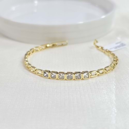 XUPING 5 MM TAŞLI PLAKA BİLEKLİK 17+2 CM GOLD