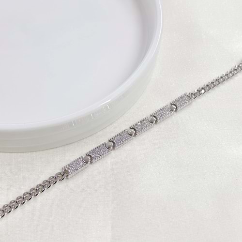 XUPING 6 MM TAŞLI PLAKA BİLEKLİK 16+2+2 CM BEYAZ