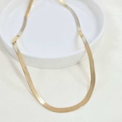 XUPING 5 MM KALIN YASSI ZİNCİR KOLYE 50 CM GOLD