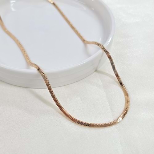 XUPING 3,5 MM ÜÇGEN YILAN ZİNCİR KOLYE 50 CM ROSE