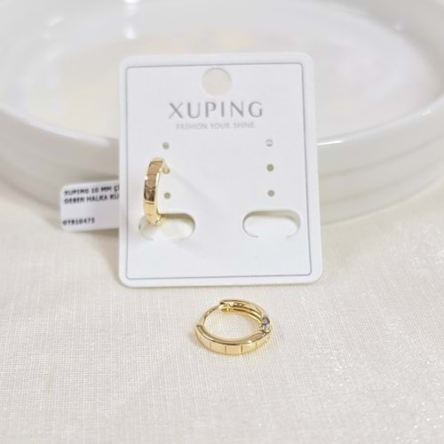 XUPING 10 MM ÇİZGİ DESEN HALKA KÜPE GOLD