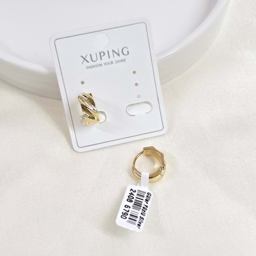 XUPING 5 MM KALIN 10 MM DESENLİ HALKA KÜPE GOLD
