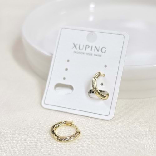 XUPING 11 MM TAŞLI DALGA HALKA KÜPE GOLD