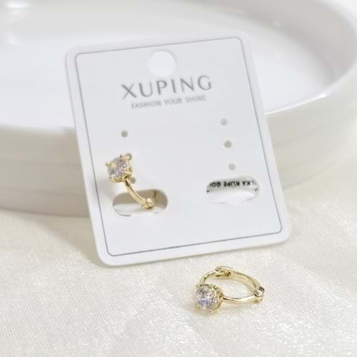 XUPING 10 MM TEK TAŞ HALKA KÜPE GOLD