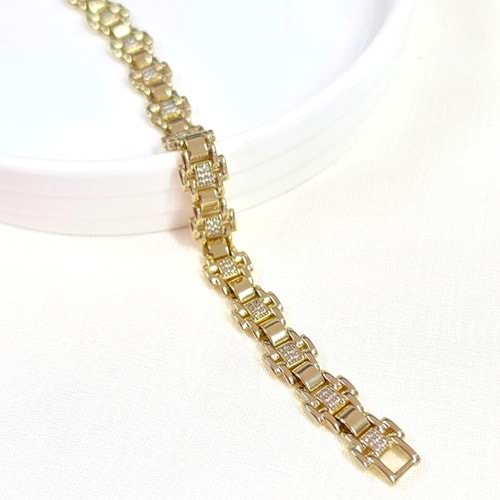 XUPING 10 MM TAŞLI KORDON BİLEKLİK GOLD 19 CM
