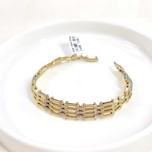 XUPING 10 MM TAŞLI ÇİZGİ BİLEKLİK GOLD 18 CM