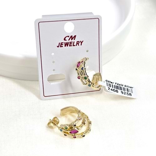 CM JEWELRY 16 MM RENKLİ ÇİVİ HALKA KÜPE GOLD
