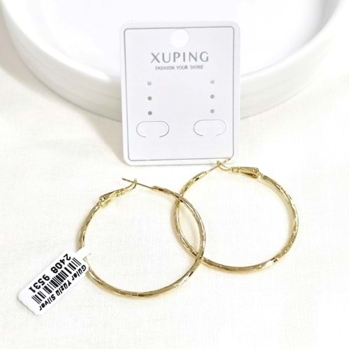 XUPING 35 MM DESENLİ HALKA KÜPE GOLD