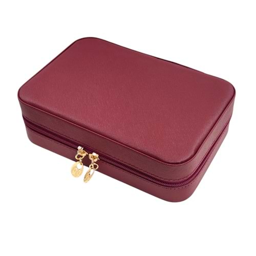 BÜYÜK MÜCEVHER TAKI ÇANTASI 21x14x6 CM - BORDO