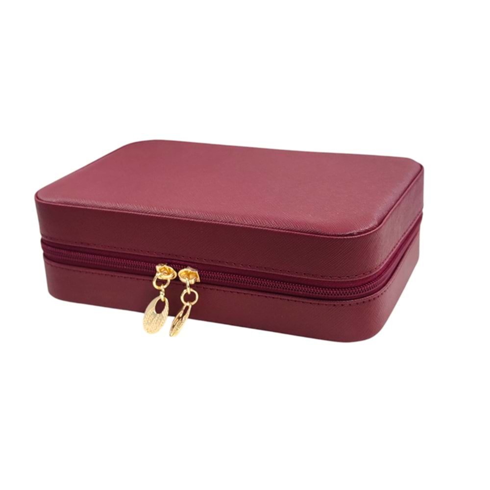 BÜYÜK MÜCEVHER TAKI ÇANTASI 21x14x6 CM - BORDO