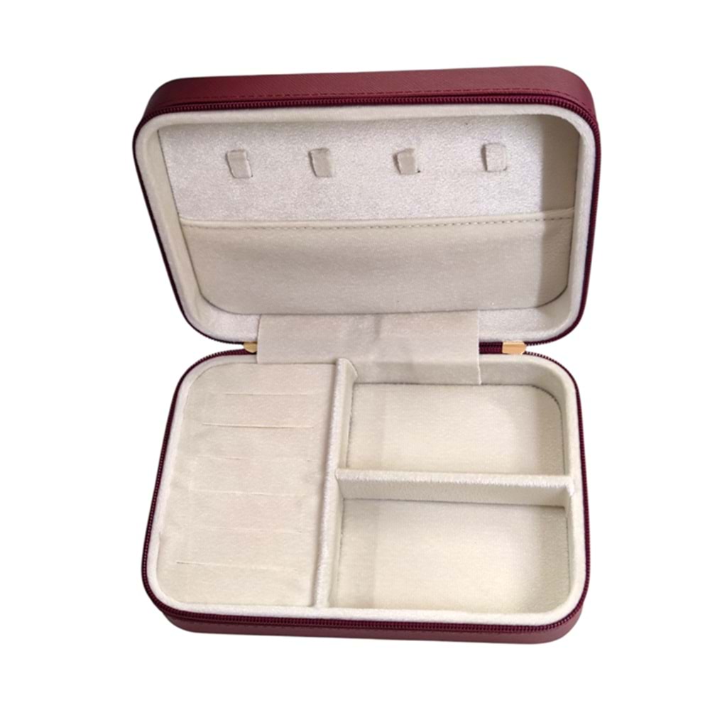 BÜYÜK MÜCEVHER TAKI ÇANTASI 21x14x6 CM - BORDO