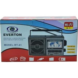 EVERTON RT-41 FM/USB/TFCARD/MP3 BLUETOOTH ŞARJLI NOSTAJLİ RADYO