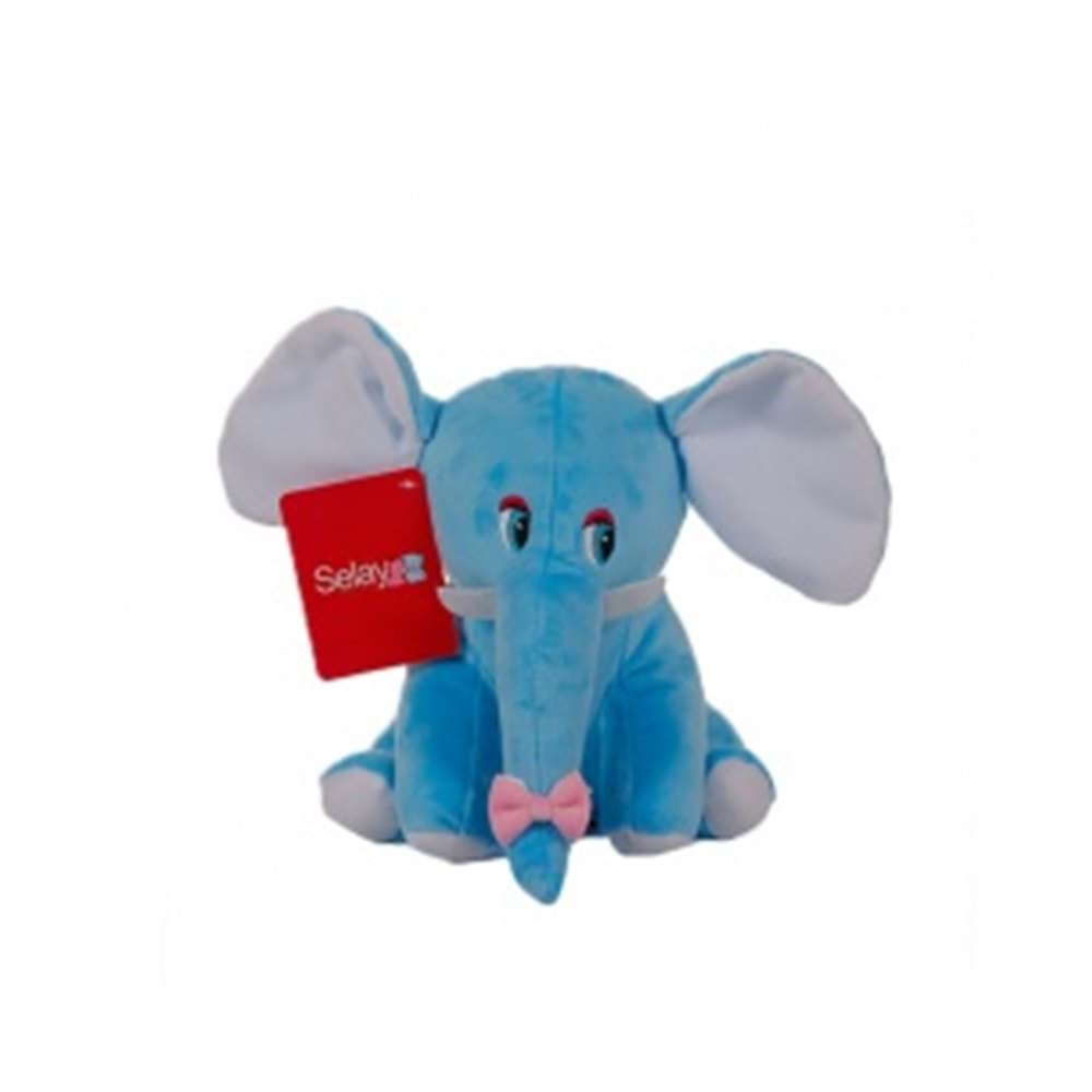 SELAY TOYS PELUŞ OTURAN FİL 20X17 CM 1286 - MAVİ