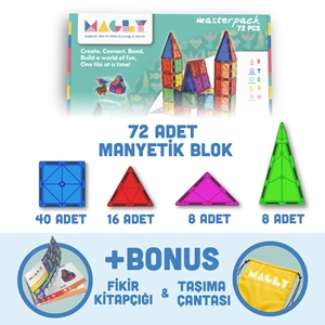 MAGLY MANYETİK 3 BOYUTLU YAPI BLOKLARI 72 PARÇA