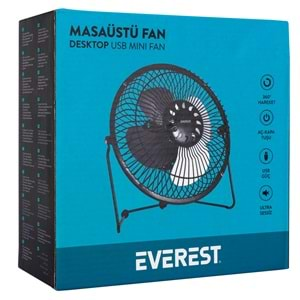 EVEREST EFN-487 MASAÜSTÜ VANTİLATÖR USB FAN 20 CM