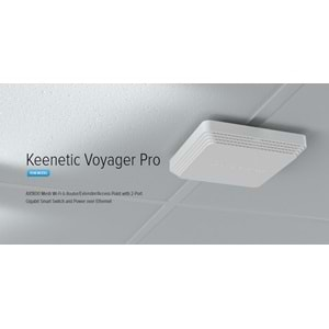 KEENETIC VOYAGER PRO 2 Port 10/100/1000 AX1800 2.4/5 Ghz 1800 Mbps 4dBi PoE Wifi 6 Wpa3 Vpn Mesh Fiber Router Access Point KN-3510