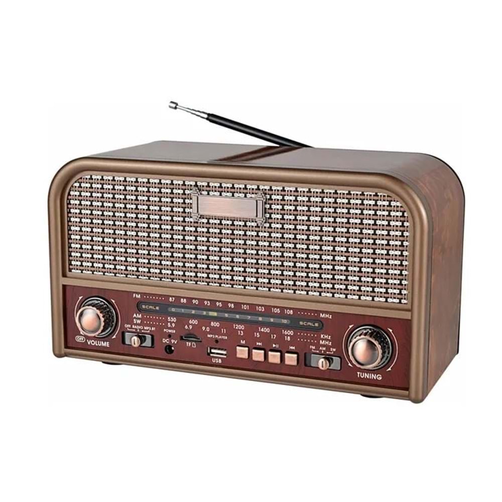 Everton RT-715 Bluetooth-USB-SD-FM Şarjlı Nostaljik Radyo Led Fener Özellikli