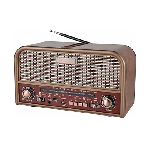 Everton RT-715 Bluetooth-USB-SD-FM Şarjlı Nostaljik Radyo Led Fener Özellikli