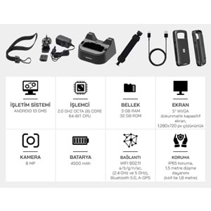 Newland MT90 ANDROID 13 - 5 inch 3GB/32GB 1d/2d Barkod Okuyuculu El Terminali