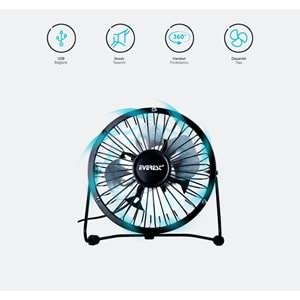 EVEREST EFN-482 MASAÜSTÜ VANTİLATÖR USB FAN 20 CM