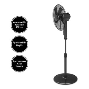 KUMTEL KTF-330 SİYAH VANTİLATÖR 45W - 16