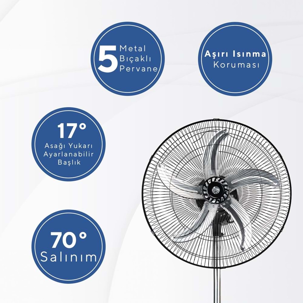 KUMTEL KTF-340 SANAYİ TİPİ VANTİLATÖR 3 IN 1 50W - 17