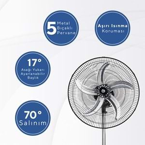 KUMTEL KTF-340 SANAYİ TİPİ VANTİLATÖR 3 IN 1 50W - 17