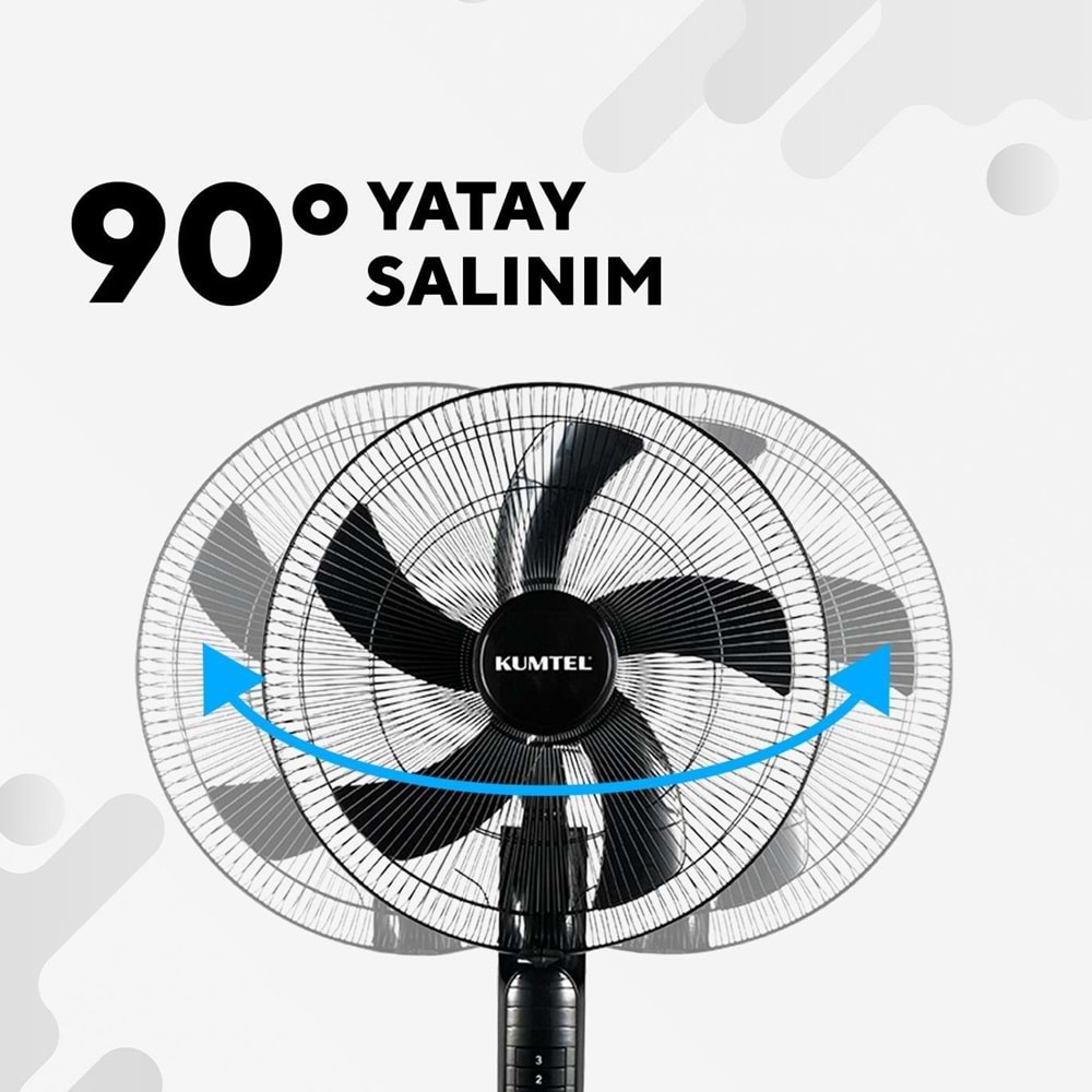 KUMTEL KTF-395 BÜYÜK SİYAH VANTİLATÖR 60W - 18