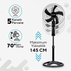 KUMTEL KTF-395 BÜYÜK SİYAH VANTİLATÖR 60W - 18