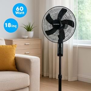 KUMTEL KTF-395 BÜYÜK SİYAH VANTİLATÖR 60W - 18