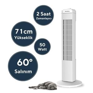 KUMTEL KTF-258W KULE TİPİ VANTİLATÖR BEYAZ 50W