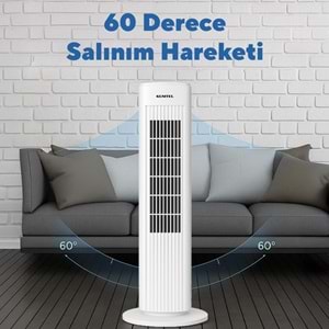 KUMTEL KTF-258W KULE TİPİ VANTİLATÖR BEYAZ 50W