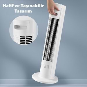 KUMTEL KTF-258W KULE TİPİ VANTİLATÖR BEYAZ 50W