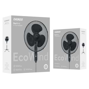 EVEREST FAN10 ECOWIND 45W SİYAH 16 INCH 3 KADEME VANTİLATÖR
