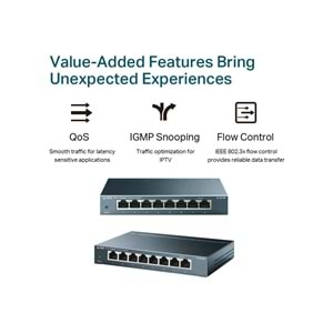 TP-Link TL-SG108 8 Port 10-100-1000 Mbps Switch Çelik Kasa