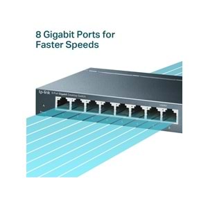 TP-Link TL-SG108 8 Port 10-100-1000 Mbps Switch Çelik Kasa