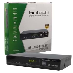 BOTECH BS-5000 1080P FULL HD HDMI + SCART + USB GİRİŞLİ METAL KASALI UYDU ALICI - 29648