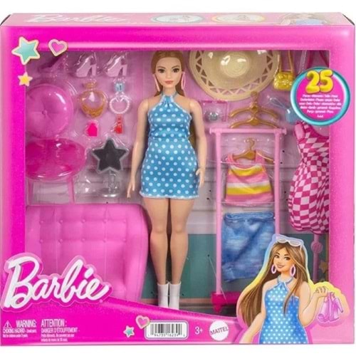 Mattel Barbie nin Kıyafet ve Aksesuar Askısı Set H